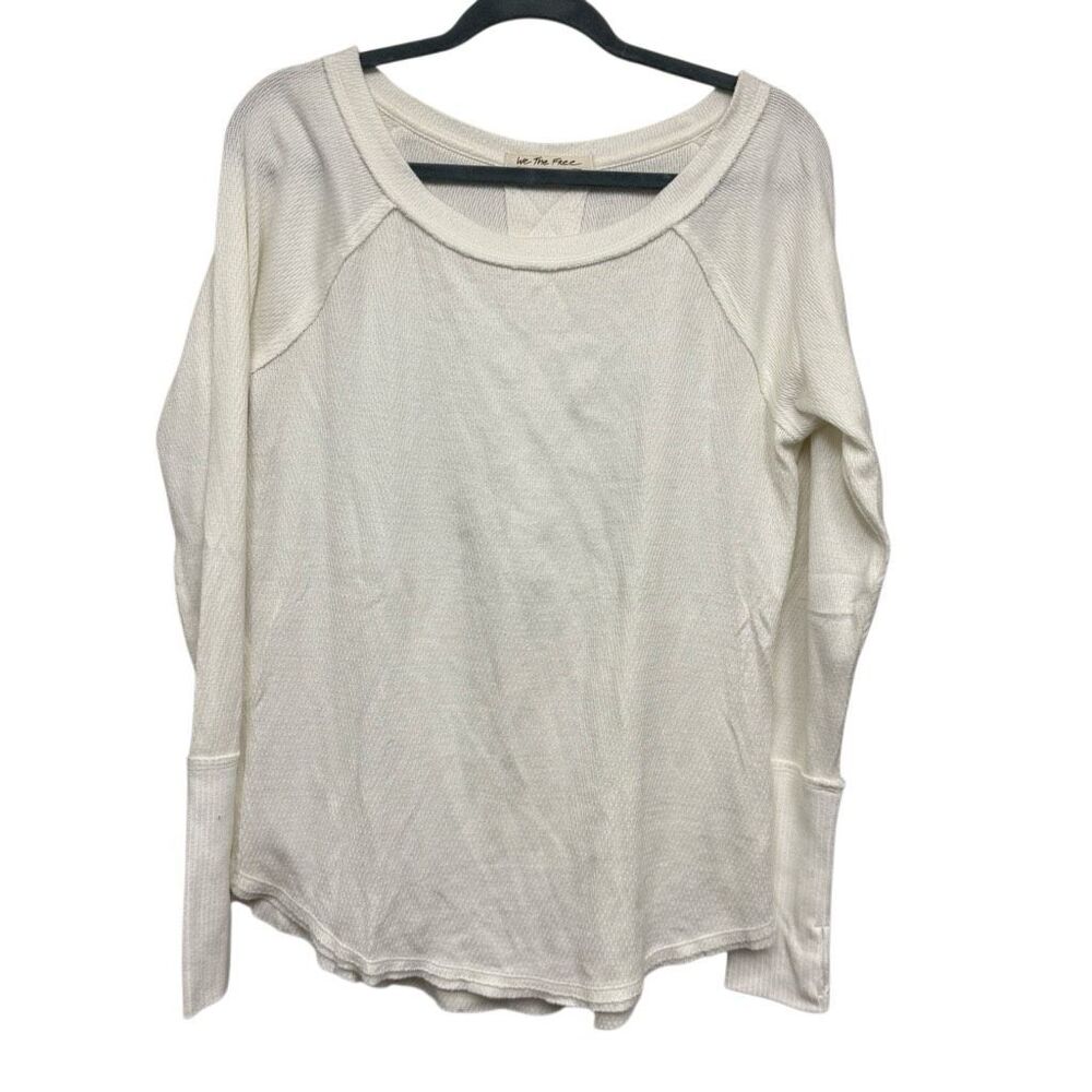 Free people We the Free long-sleeve waffle knit thermal tunic top in white size
